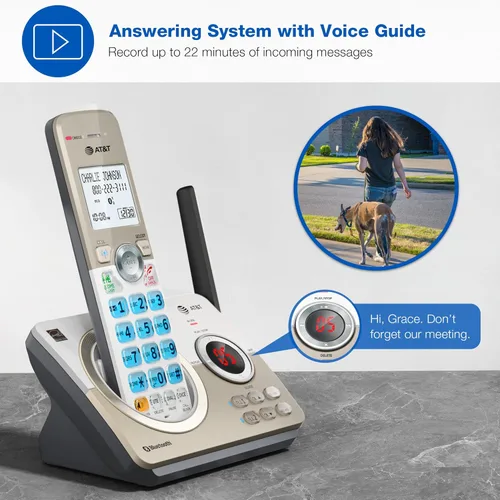Miniatura 4 de AT&T DECT 6.0 Teléfono inalámbrico, 4 auriculares, bloqueador de llamadas inteligente, conexión Bluetooth a celda, contestador automático, pantalla
