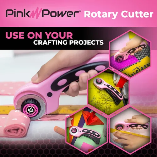 Miniatura 5 de Pink Power - Tijeras eléctricas de tela para manualidades, costura, cartón, alfombra y scrapbooking - Herramienta de corte de alta resistencia, Rosa