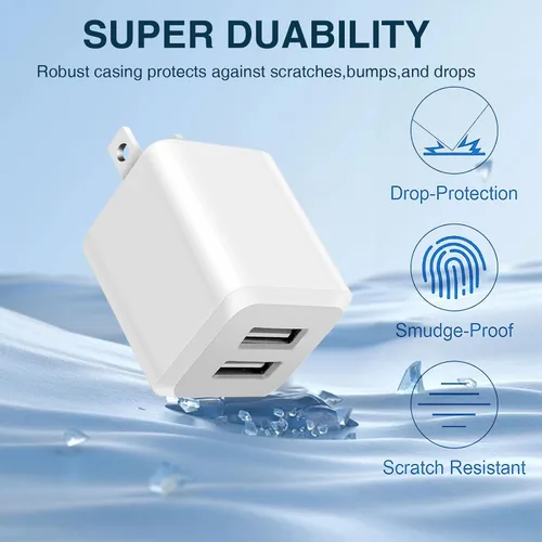 Miniatura 3 de Cargador de pared USB, adaptador de corriente de cubo de doble puerto, cargador de bloque de carga, adaptador de carga rápida de pared de doble