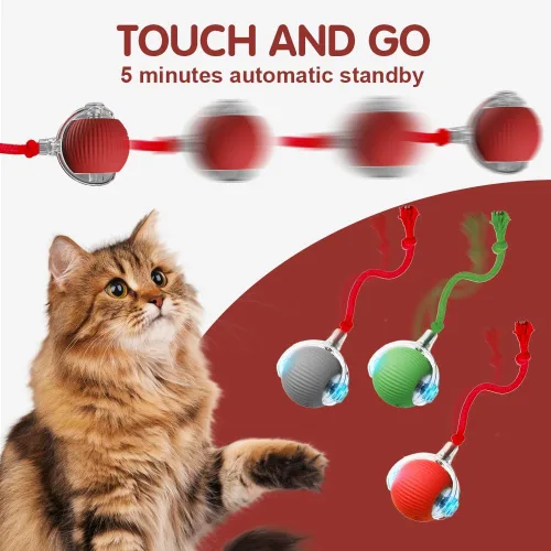 Miniatura 8 de 2026 - Juguetes interactivos para gatos de interior, juguetes para gatitos que alivian el aburrimiento en gatos de interior (rojo, verde y gris)