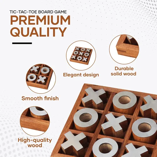 Miniatura 4 de T one juego de madera Tic Tac Toe juegos de mesa para adultos Juegos Familiares Divertidos de Mesa para Decoración de Sala de Estar