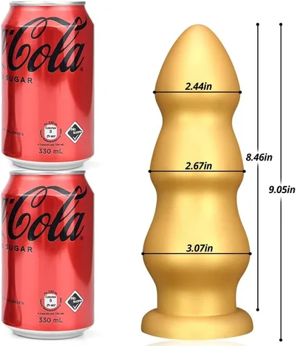 Miniatura 2 de Enchufe anal de cuentas anales gruesas doradas, consoladores de silicona líquida flexible, tapón anal vaginal de próstata para masaje, estimulación