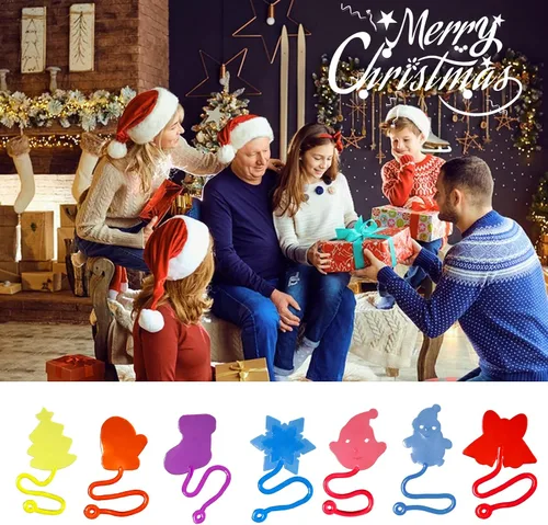 Miniatura 6 de 42 piezas de juguetes de manos adhesivas de Navidad para niños y niñas, estilos de Navidad, juguetes elásticos para rellenos de calcetines