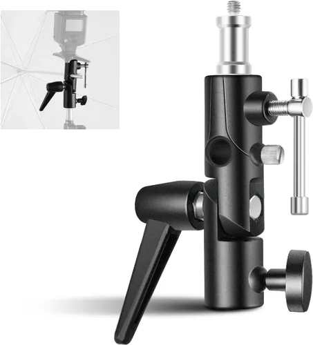 NEEWER Soporte para flash de cámara tipo H con soporte para caja de luz de paraguas, adaptador de soporte de luz de metal ajustable giratorio de