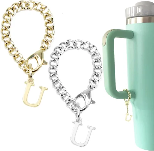 Miniatura 8 de Tovly 2 piezas de dijes de letras para Stanley Cup A-Z ID inicial colgantes personalizados para mango de vaso Stanley