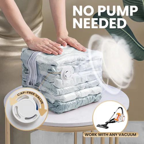 Miniatura 5 de TAILI Paquete de 8 bolsas de almacenamiento al vacío, bolsas de ahorro de espacio (3 Jumbo + 5 medianas), bolsas selladas al vacío para ropa, ropa