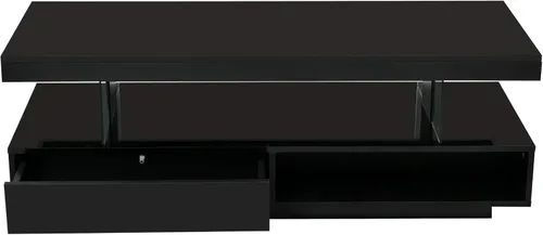Miniatura 7 de Modern LED Coffee Table, Living Room Table with 16 Colors LED Lights, Double-Layer Center Table with Storage, Accent Furniture for Living Room, Black