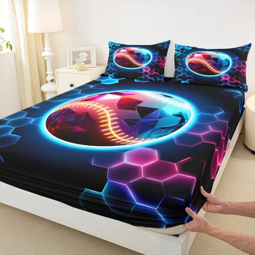 Miniatura 19 de Erosebridal Graffiti Rugby Ball Sheets for Boys Girls Colorful Rugby Helmet Fitted Sheet,Sports Kids Bedding Sets Football Game Bed Sets Twin 2 Piece