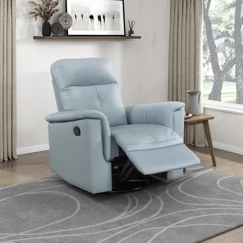 Miniatura 26 de Lexicon Silla reclinable giratoria, sillón reclinable manual de cuero de grano superior, cómodo sillón reclinable para guardería, silla reclinable