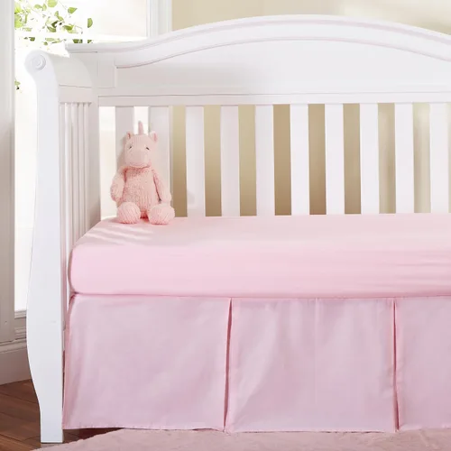 Miniatura 5 de EVERYDAY KIDS Falda plisada para cuna, color rosa claro; falda de cama de cuna de 100% algodón natural para bebés, niños y niñas; volantes para cuna