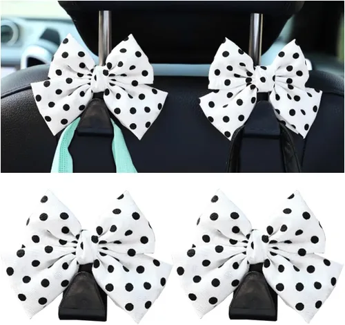 Miniatura 20 de Mandark 2 piezas de ganchos para reposacabezas de asiento de automóvil, lindos ganchos de arco para bolsos y bolsas, accesorios de decoración