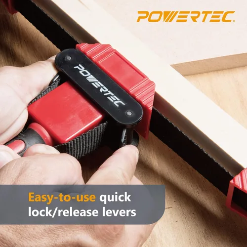Miniatura 4 de POWERTEC Abrazaderas de correa para carpintería: abrazaderas de banda de liberación rápida con mango ergonómico, abrazadera ajustable para marco