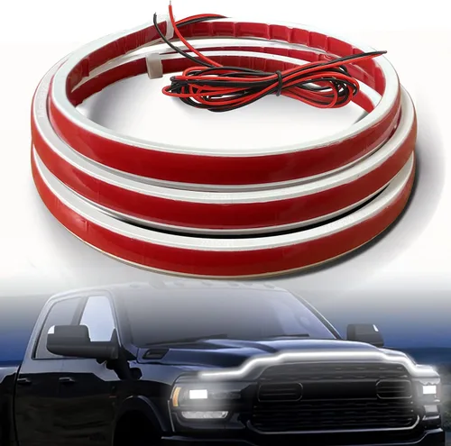 Miniatura 7 de Tira de luz LED dinámica para capó de automóvil, 71 pulgadas, tira de luz diurna flexible para exterior, para automóvil, camión, SUV (2 piezas)