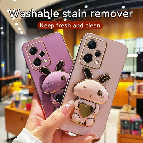 Miniatura 6 de Funda de silicona compatible con Redmi Note 12 Pro + con bonito soporte de conejo de dibujos animados para Redmi Note 12 Pro + delgado TPU
