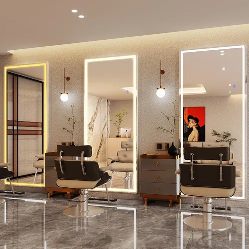 Miniatura 8 de Antok Espejo LED de longitud completa con luz, espejo iluminado de cuerpo completo de 56 x 20 pulgadas con soporte, regulable y iluminación de 3