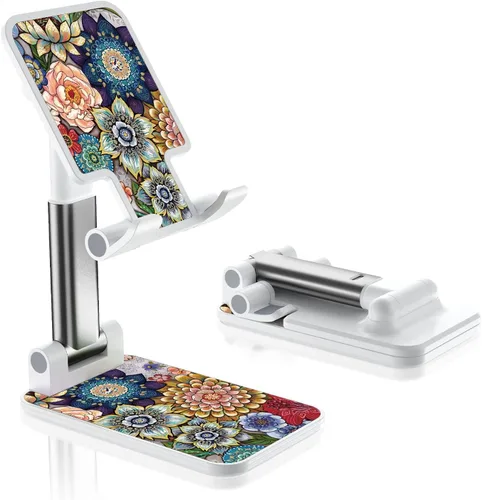 Miniatura 17 de Soporte de teléfono plegable para escritorio - Soporte de teléfono celular de ángulo ajustable - Adecuado para iPhone, Samsung - Flor negra