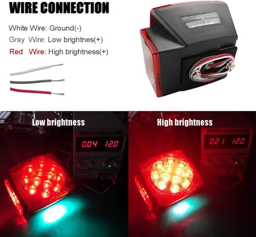 Miniatura 3 de iBrightstar Kit de luces LED impermeables IP68 para remolque cuadrado, luz roja de freno, parada, marcha, matrícula y giro para 12V, camión, Rojo