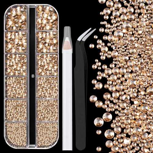 Miniatura 17 de Dos paquetes de diamantes de imitación de parte trasera plana, 4520 piezas, diamantes de imitación coloridos para uñas, multicolor + AB + gemas
