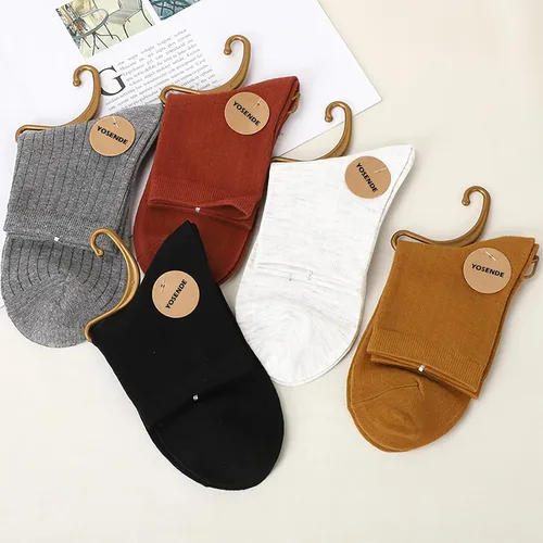 Miniatura 6 de Calcetines de algodón para mujer, calcetines clásicos de negocios, 5 pares, suaves y cómodos