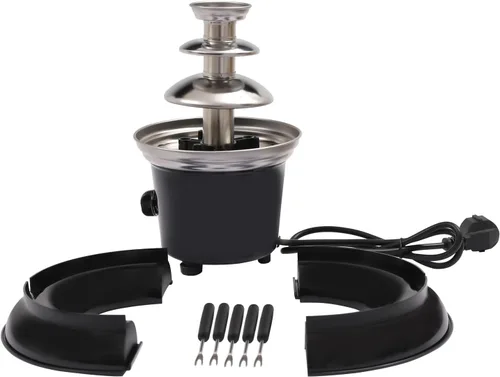 Miniatura 9 de Fuente de fondue de chocolate de 3 niveles, capacidad de 1 libra, con varilla giratoria en espiral, hecha de polipropileno y acero inoxidable 430
