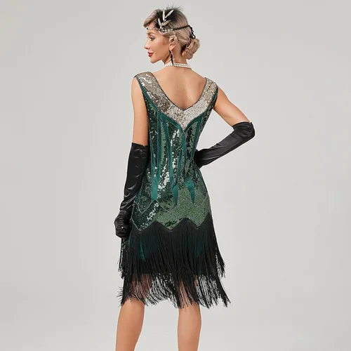 Miniatura 2 de Vestido flapper de los años 20 para mujer, vestido de baile de lentejuelas con flecos, vestido de baile de Gatsby, vestido de cóctel, vestido