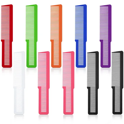 Miniatura 8 de Patelai Peine de corte de pelo de 10 piezas para peluquería de dientes finos para peluquería para peluquería en el hogar, peluquería (negro)