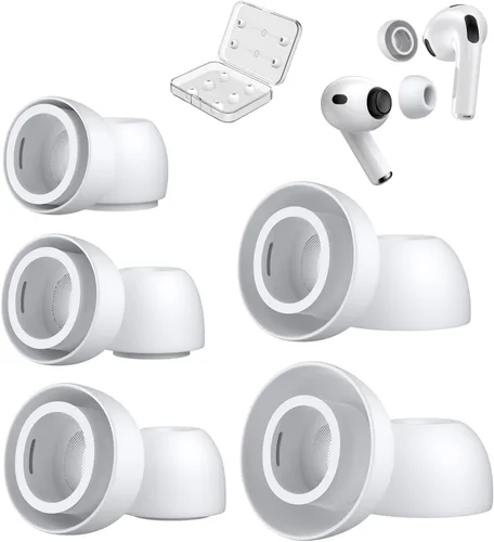 Miniatura 8 de 5 pares de almohadillas de repuesto para AirPods Pro 3 de silicona con bolígrafo limpiador y caja de almacenamiento portátil, color blanco