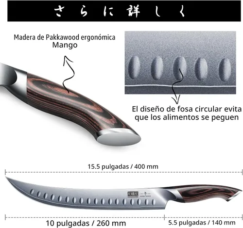 Miniatura 4 de HOSHANHO - Cuchillo de carvado y corte de 10 pulgadas, cuchillo de pecho de acero japonés de alto carbono con mango ergonómico de madera de Pakka