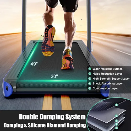 Miniatura 5 de Goplus Caminadora plegable 2 en 1, 4.75 HP Superfit para debajo del escritorio, caminadora eléctrica con control de aplicación, pantalla táctil LED