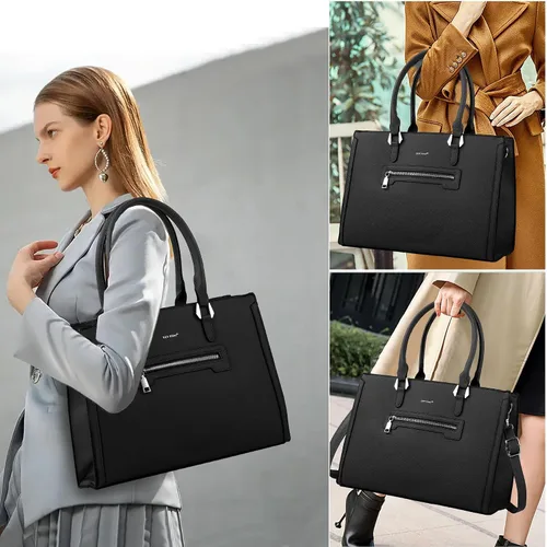 Miniatura 7 de TANTOMI Structured Satchel Purses for Women, Medium Vegan Leather Top Handle Handbag with Pockets, Classy Work Bag for Ladies