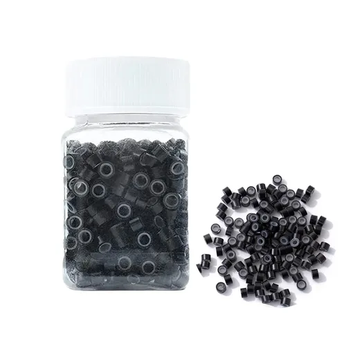 500 anillos de silicona con microeslabones de 0.197 in para extensiones de cabello, herramientas de microenlaces de aluminio para extensiones de