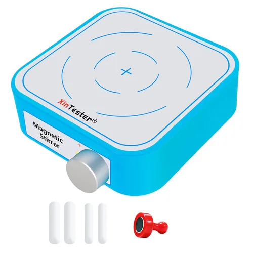 Miniatura 10 de Xin Tester Mini agitador magnético de 3000 RPM, mezclador magnético de laboratorio recargable máximo de 3 litros con 4 barras de agitación para Azul
