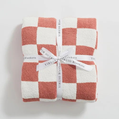 Miniatura 9 de YIRUIO Manta de ajedrez a cuadros, esponjosa, cálida, cómoda, reversible, súper suave y acogedora para decoración del hogar, cama, sofá, sala de Rojo