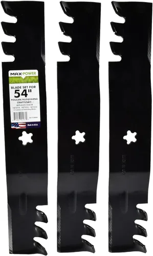 MaxPower 561738XB Juego de mantillo comercial de 3 cuchillas para artesano de corte de 54 pulgadas, Husqvarna, Poulan 187254, 187255, 187256,
