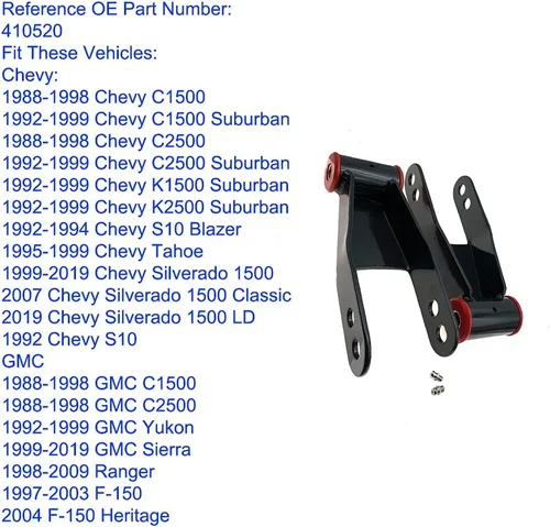 Miniatura 2 de Kit de grillete trasero de 2 pulgadas para Chevy Tahoe Silverado K1500 K2500 S10 GMC Yukon Sierra C1500 C2500 Ranger F-150 Reemplazar 410520