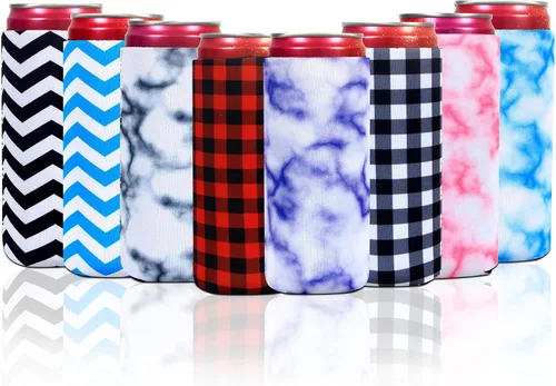 Miniatura 8 de 8 fundas delgadas para enfriar latas de 12 onzas para cerveza delgada y soda dura, soporte para enfriar latas altas y delgadas de neopreno colorido