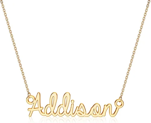 Turandoss - Collar personalizado con nombre, chapado en oro de 14 quilates, collar con dije de nombre delicado, joyería personalizada, regalo para