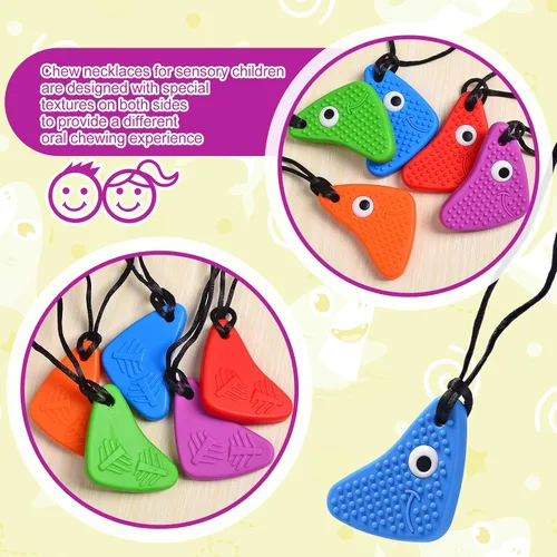 Miniatura 7 de Seeway - Collares masticables para niños sensoriales, paquete de 3 juguetes sensoriales de silicona para masticar, diferentes texturas Chewelry