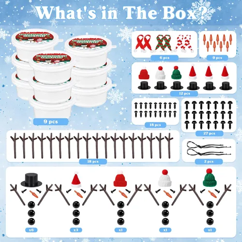 Miniatura 2 de Kit de 9 unidades para crear un muñeco de nieve de arcilla para modelar, manualidades de invierno para niños, kit de manualidades de muñeco de nieve