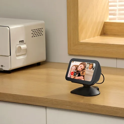 Miniatura 5 de Nuevo soporte de carga ajustable para Echo Show 5 (3ª generación), soporte inclinable + giratorio, rotación multiángulo, base magnética Negro