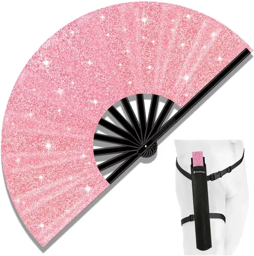 Miniatura 14 de Ventilador de Rave Plegable Grande de 13", Ventiladores de Mano Clack Plegables con Funda para Baile en Línea, Ventilador Boots On The Ground