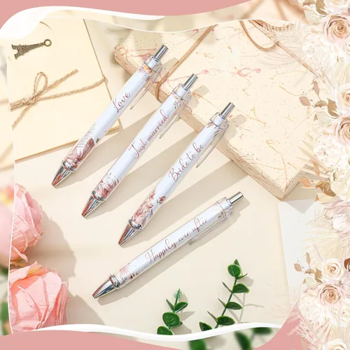 Miniatura 3 de Chuangdi 24 bolígrafos de boda para invitados, bolígrafos de despedida de soltera con citas, tinta negra para firma de libros de visitas, mesa