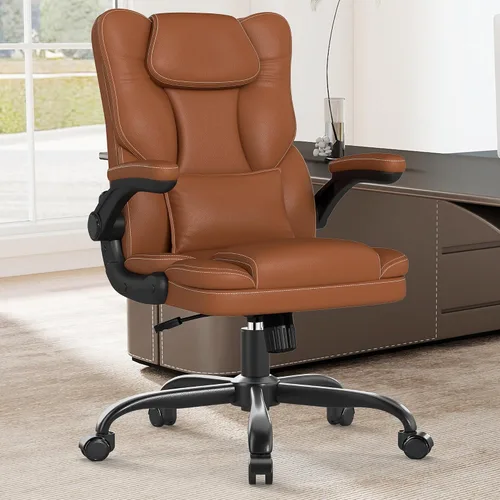 Miniatura 12 de Silla de oficina ergonómica con reposabrazos abatibles, 300 libras, respaldo medio, silla de escritorio de oficina con soporte lumbar, silla Gris