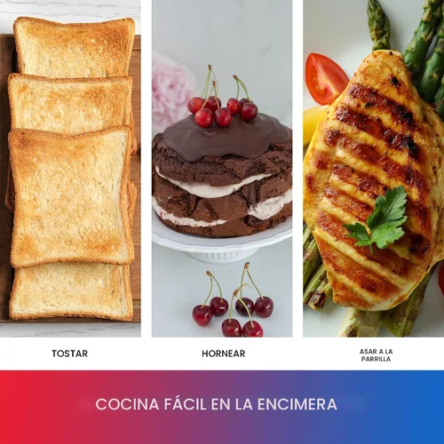 Miniatura 5 de Total Chef - Horno tostador para tostadas, hornear, asar, pizza, tamaño compacto para cocina pequeña, electrodoméstico con temporizador, negro