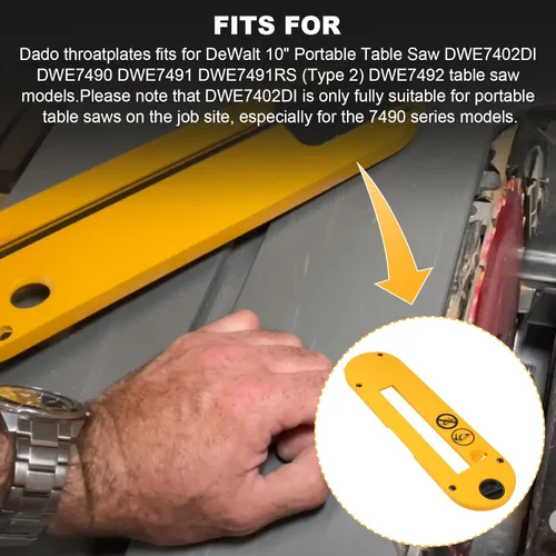 Miniatura 8 de DWE7402DI - Accesorios para sierra de mesa, placa de garganta para sierra de mesa DeWalt de 10 pulgadas, hojas de Dado para sierra de mesa DeWalt