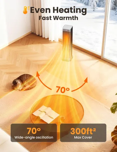 Miniatura 4 de Calentadores de espacio para uso en interiores, calentador eléctrico de cerámica PTC de 1500 W con termostato, pantalla de temperatura ambiente