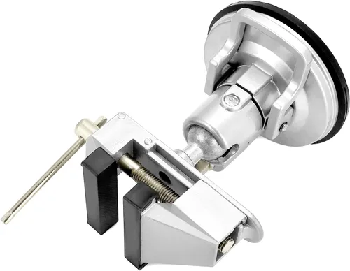 Miniatura 3 de QWORK Tornillo de base de vacío portátil con rotación multiángulo, tornillo de pivote de 3.15 pulgadas de ancho de mandíbula tornillo de banco