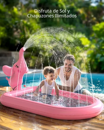 Miniatura 2 de QPAU Almohadillas de salpicaduras para niños pequeños de 1 a 3 años, tapete de juguete de elefante rosa para niños, tapete de juego al aire libre
