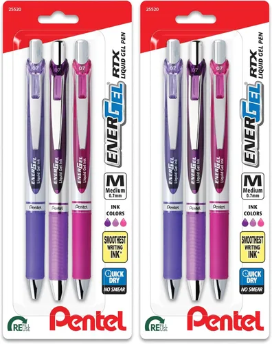 Miniatura 9 de Pentel EnerGel RTX - Bolígrafo retráctil de gel líquido, Cambio de Tono, 0.7mm, Tinta Sépia, Marrón y Borgoña, Paquete de 3 Bolígrafos (BL77CHABP3M)