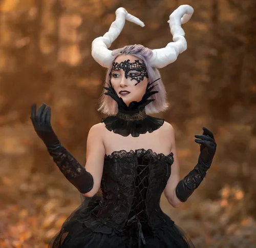 Miniatura 4 de HOMELEX Gargantilla gótica victoriana negra con cuello de plumas naturales para Halloween